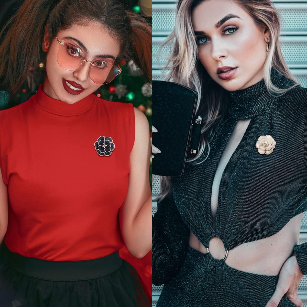 2 Pieces Flower Brooch Pin Petal Elegant Exquisite Art Brooch for Women Wedding Banquet Party - Image 5