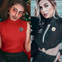 Vista 5 de Broche de flores de 2 piezas, pétalo, elegante, exquisito broche de arte para mujeres, boda, banquete, fiesta, broche simple, Zinc Perla