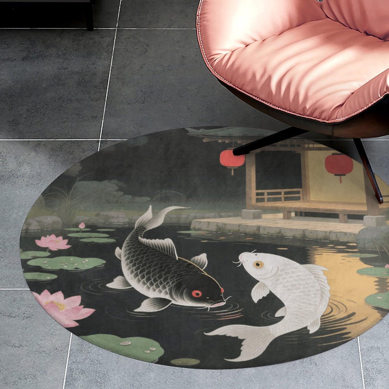 Tapis de salle de bain absorbant et antidérapant Yin Yang Koi