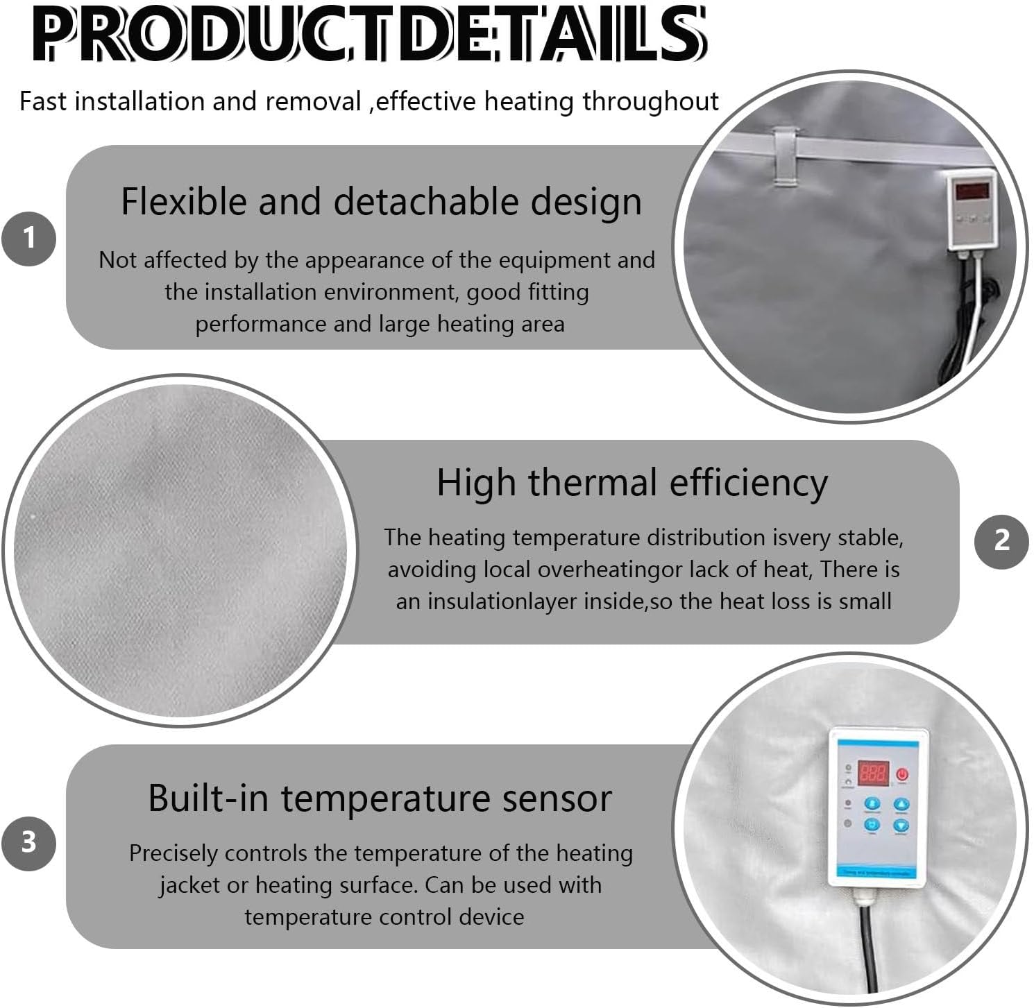 IBC Barrel Heating Pad,Drum Heating Blanket,with Thermostat,Temperature Adjustable,Industrial Heating Blanket,for Oil Drums, Pipes, Water Tanks Black-275gal/1000L120°C