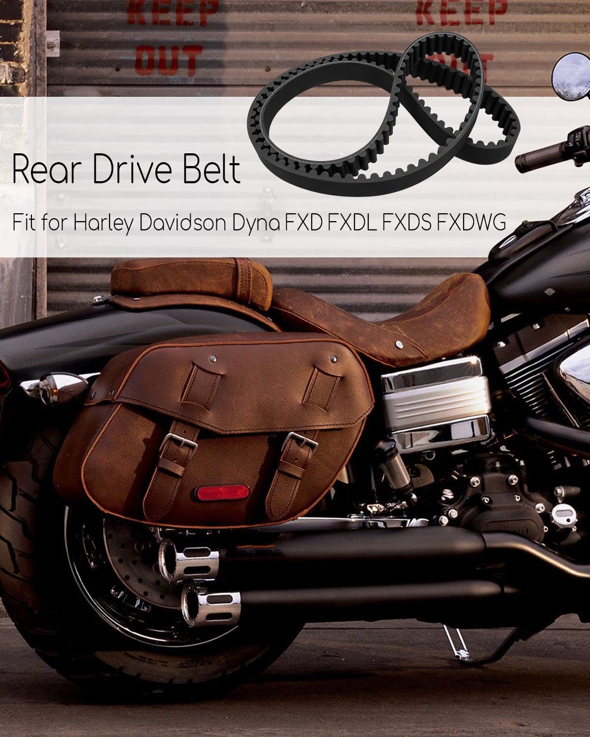 133T 1-1/2" Rear Drive Belt Replace 40015-90 1204-0050 Fit for Harley Davidson FXD FXDL FXDS FXDWG Dyna Super Glide Low Rider Wide Glide Convertible 1991-1999