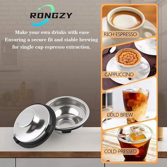 Single Cup Filter Basket for Ninja Luxe Cafe ES601 ES701，54MM Stainless Steel Pressurized Design Porous Filter Coffee Compatible with Ninja Luxe Coffee Filter Accessories