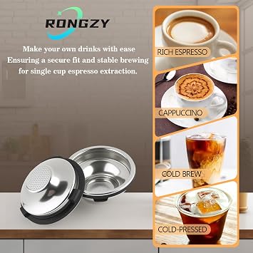Single Cup Filter Basket for Ninja Luxe Cafe ES601 ES701,54MM Stainless Steel Pressurized Design Porous Filter Coffee Compatible with Ninja Luxe Coffee Filter Accessories