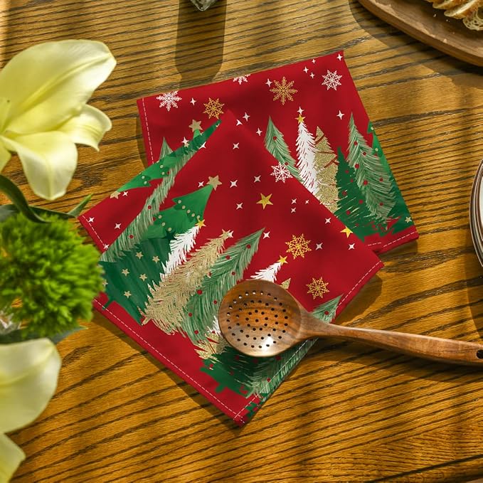 Servilletas de Tela Navideñas 18 x 18 Pulgadas Color Rojo Set de 4 miniatura 4