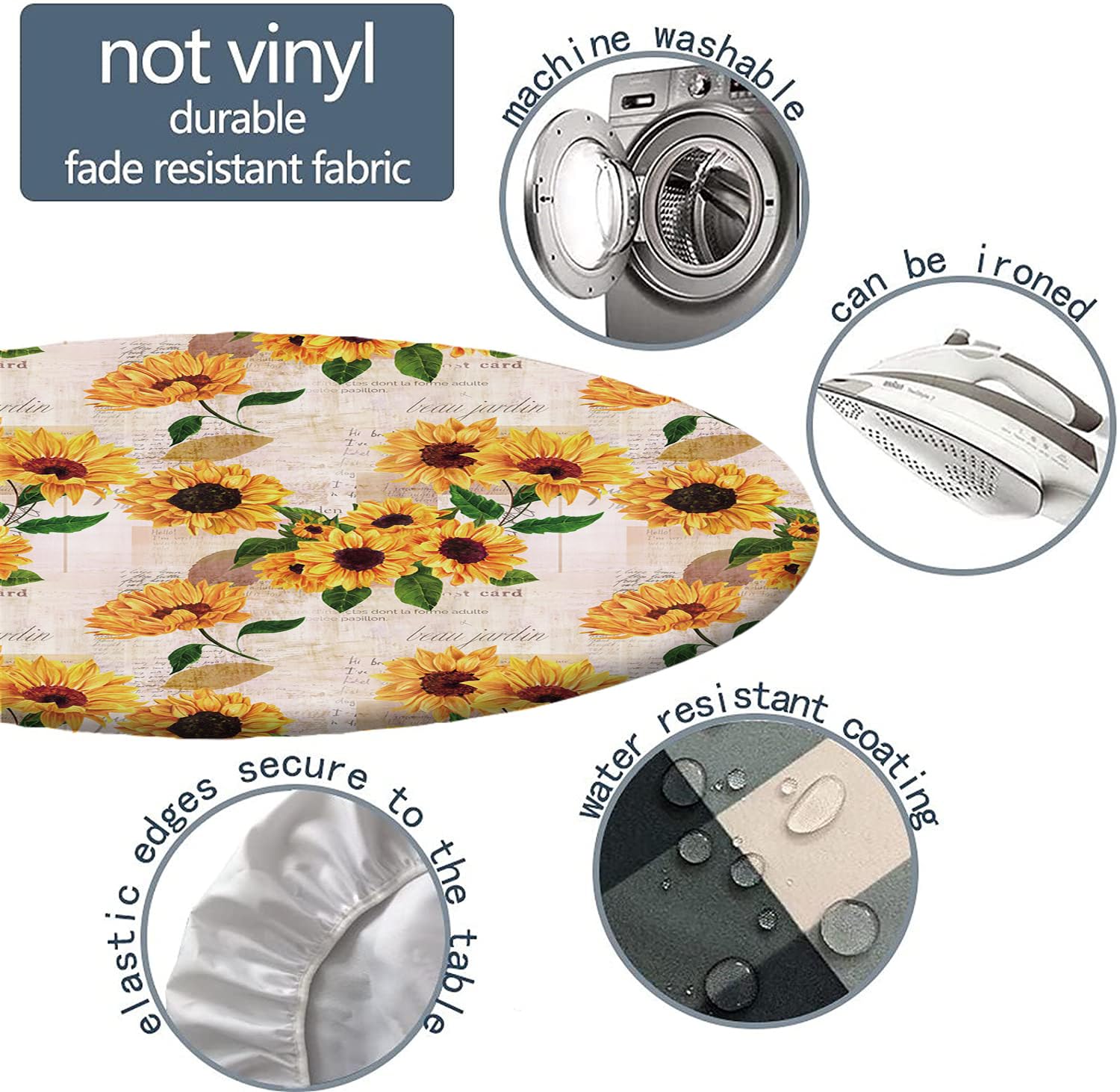 igoga sports Round Fitted Tablecloth for Dining Room Table, Elastic Edge Table Cover for Outdoor Picnic Patio Birthday Party or Indoor Table Decor Fits Tables Up to 40''-44