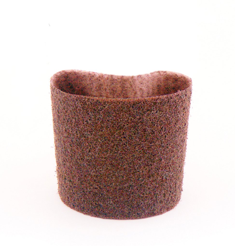 CS UnitecPTX Coarse Fleece Nonwoven Sleeve | Abrasive Grit Torque Grinder Tool Attachment for Scratch Removal|3-1/2" Diameter x 4" Wide, Brown, (Pack of 4