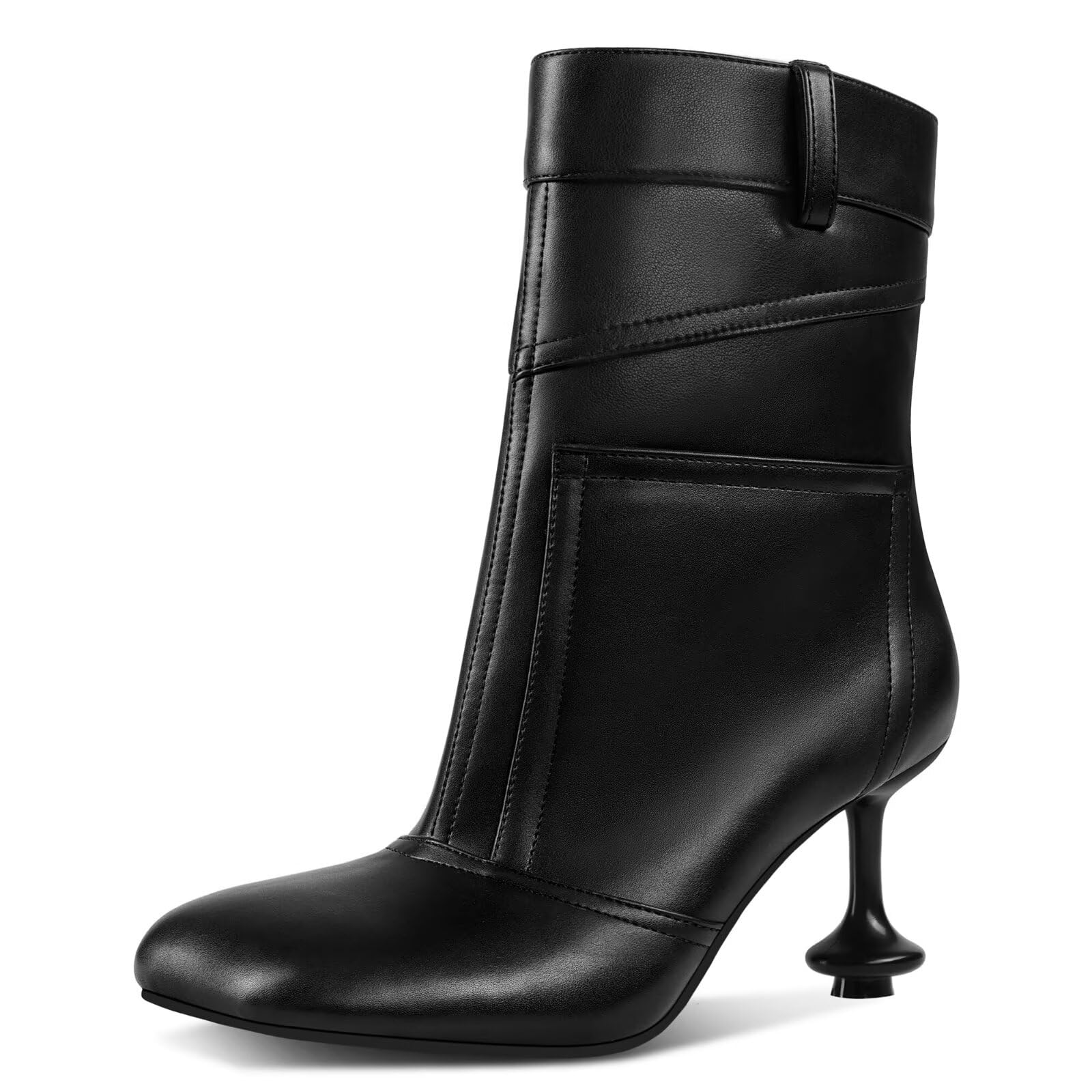 Womens Ankle Boots Square Petal Toe Sexy Shaped High Heel Boots Fall Dress Work Short Ankle Boots