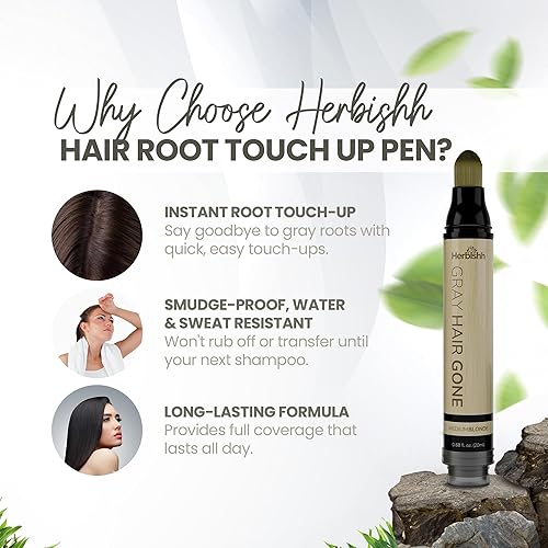 Miniatura 4 de Herbishh Bolígrafo de retoque de raíces de cabello, cobertura instantánea de canas y cubierta de pérdida de cabello, corrector para líneas finas del