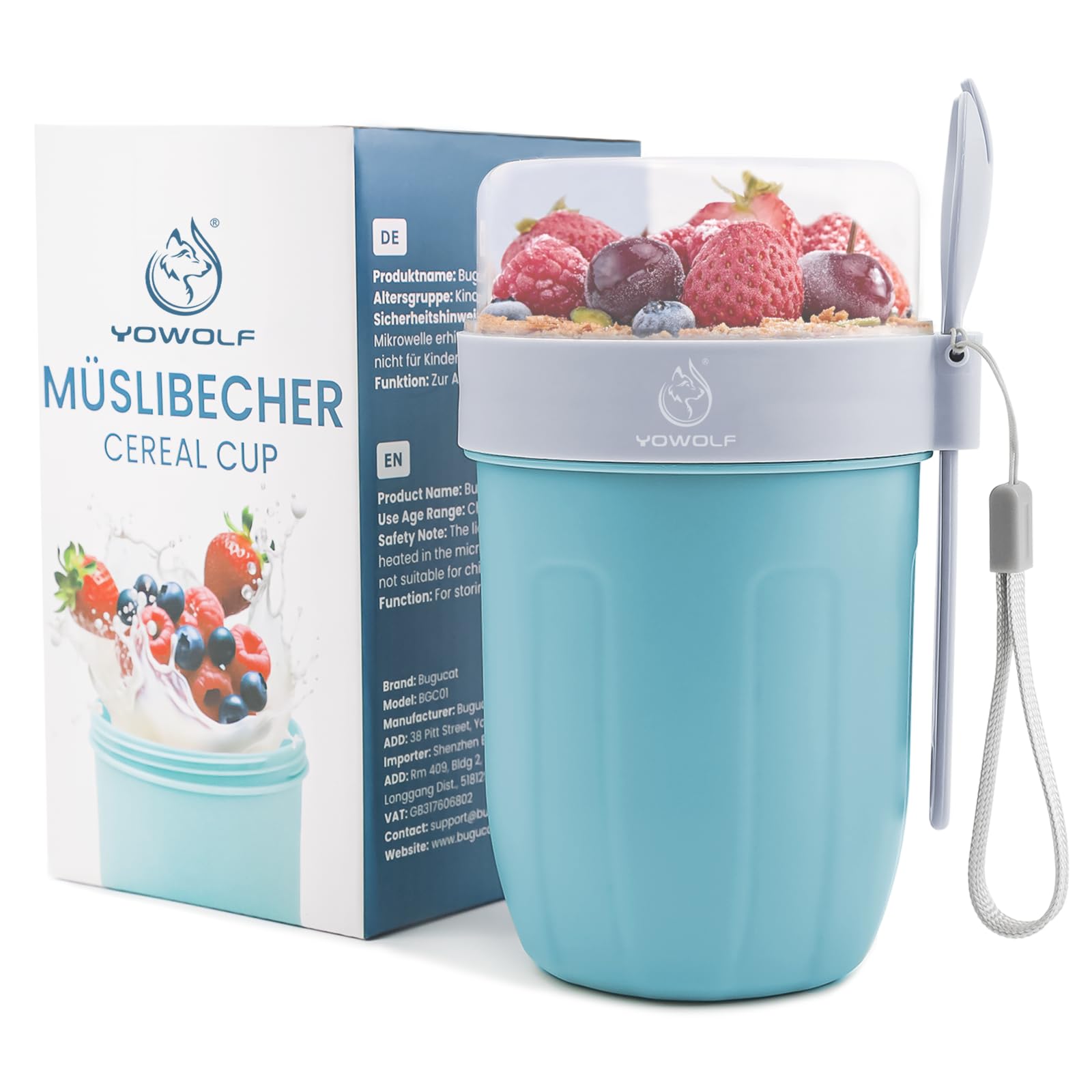 Gobelet À Céréales À Emporter - 500 Ml - Avec Couvercle Et Cuillère