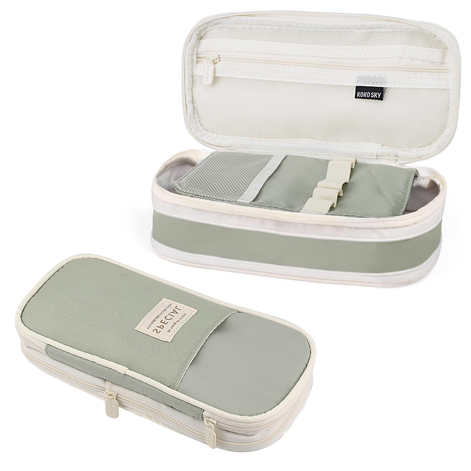 Hisdricus Estuche, Estuche Escolar de Gran Capacidad para Lápices, Estuche para Chicas, Adolescentes y Adultos, Expandible, Impermeable, Adecuado para la Escuela, la Oficina y el Estudio (Verde)