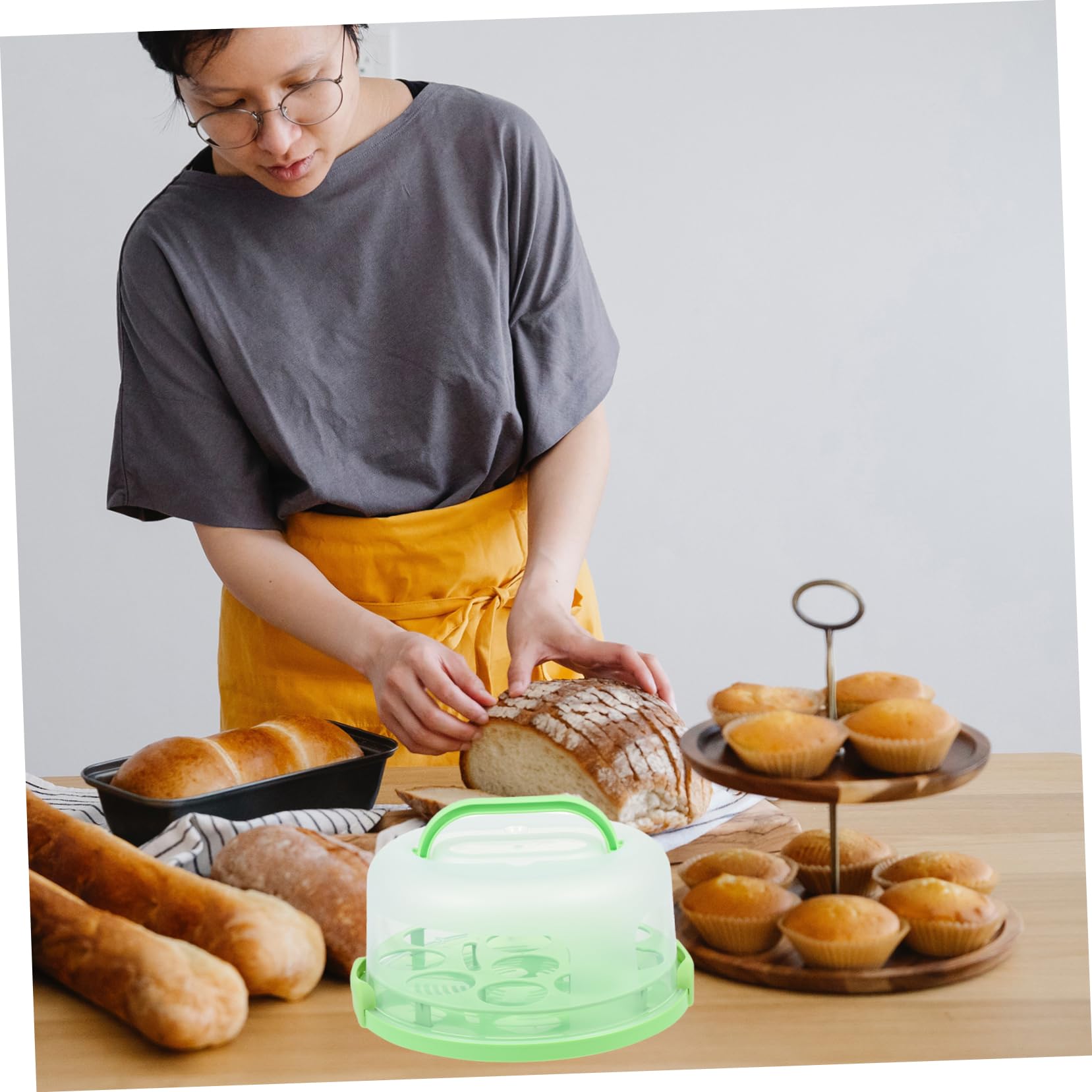 BRIGHTFUFU 1Set Portable Thickened Buckle Cake Carrier with Tray Cake Holder for Desserts Cupcakes and Baked Goods Cake Container for Easy Transport