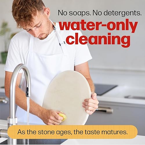 Miniatura 6 de HANS GRILL PIEDRA PARA PIZZA  Piedra circular para pizza para hornear en horno y asar en parrilla con pala de madera incluida  Piedra de cocina de