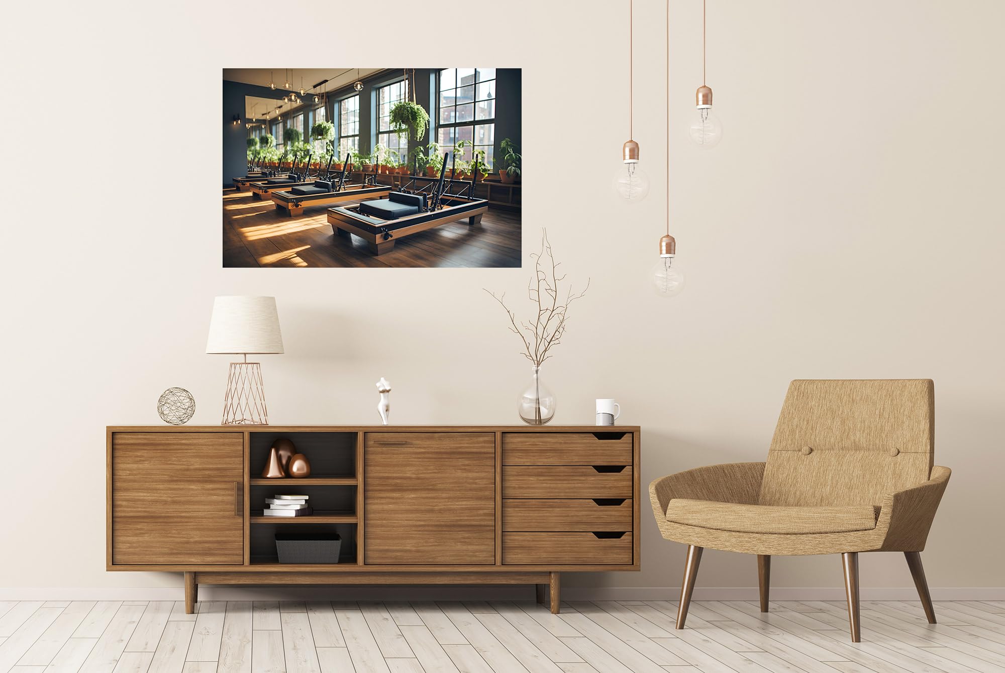 islandburner Prime XXL Poster con immagine concetto di design: murale per pilates spazio di dilatazione con spazio per testo Pilates Studio Pilates Immagini Premium Stampa fotografica