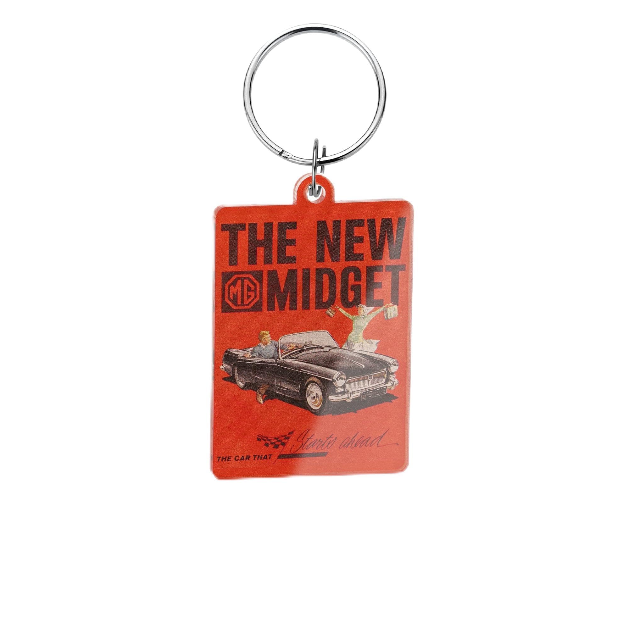 British Motor Heritage Unisex Clear Mg Midget Keyring Classic British Car Advert Keychain Official Licenced Product (Gift Box Packaging)