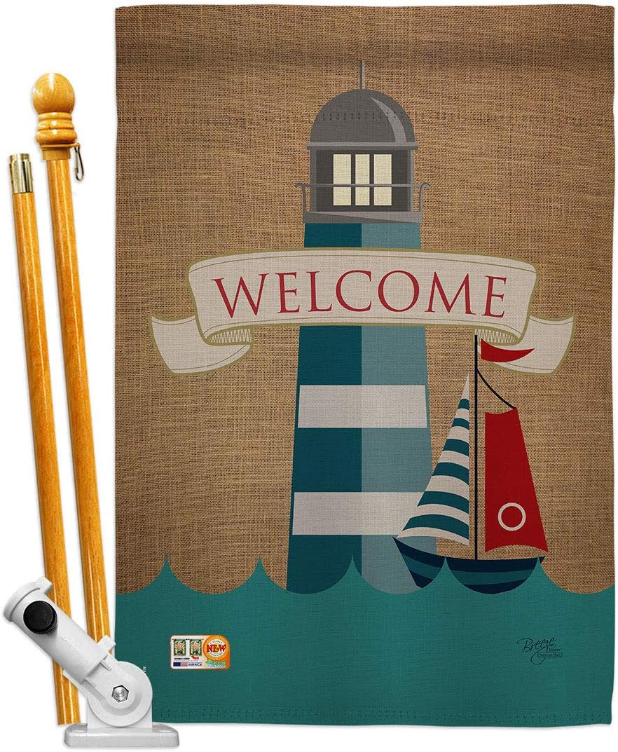 Lighthouse Sailboat House Flag Coastal Nautical Anchor Sailor Sea Shells Outdoor Summer Ocean Small Decorative Gift Yard Banner Made In USA 28 X 40