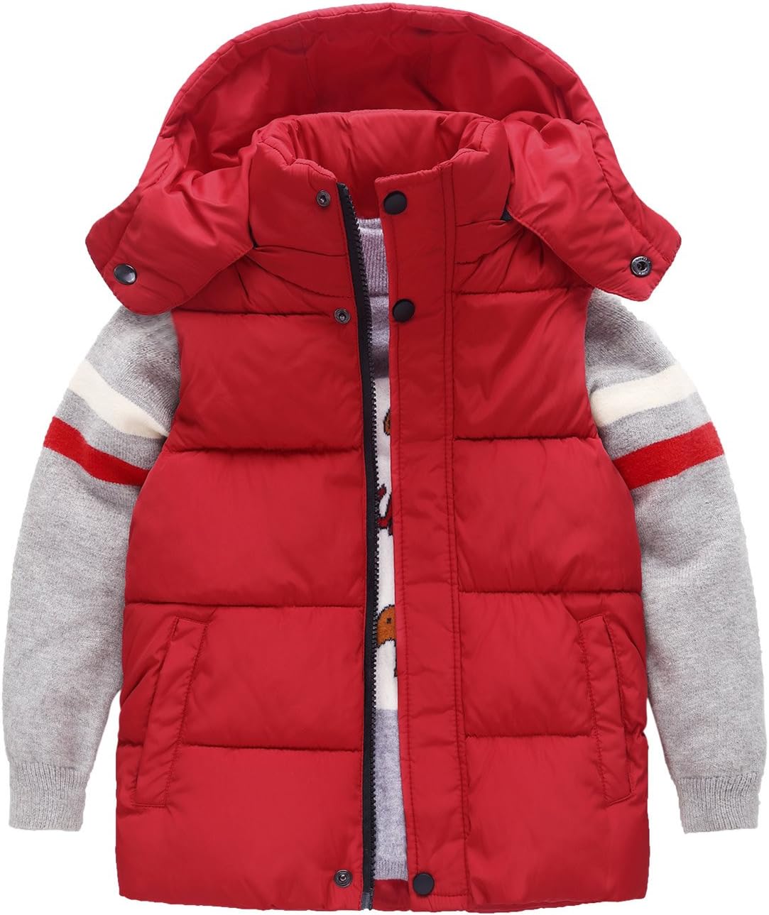 Happy Cherry Kids Winter Padded Vest Puffy Hooded Zipper Up Sleeveless Jacket