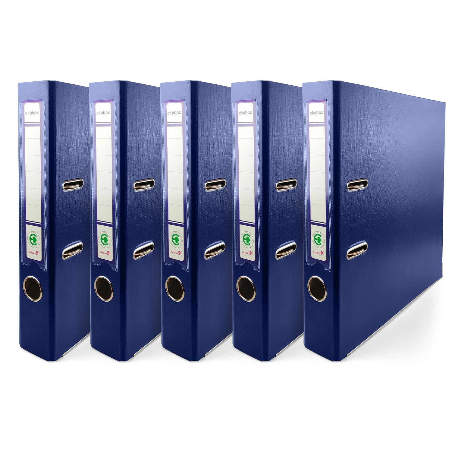 Netuno 5X Binder Dark Blue A4 Spine 5cm 1.97in Cardboard Ring File Organizer for Office School Desk Shelf Documents Storage โ image 1