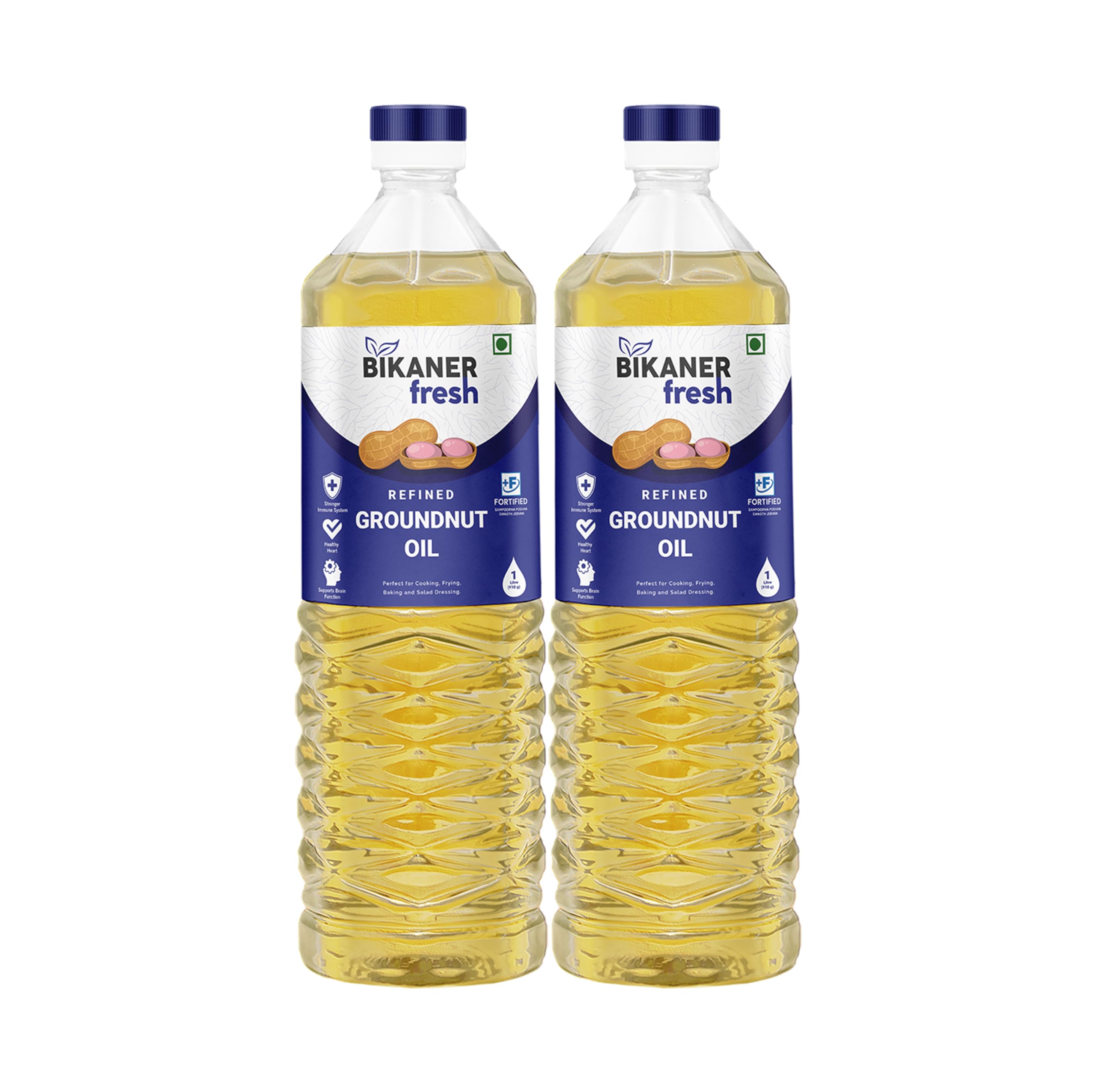 Bikaner Fresh Groundnut Oil, Enriched with Vitamins A & D2, Healthy Cooking Oil, Best Edible Oils for Cooking, 2 Litre Bottle (1 Litre x 2)