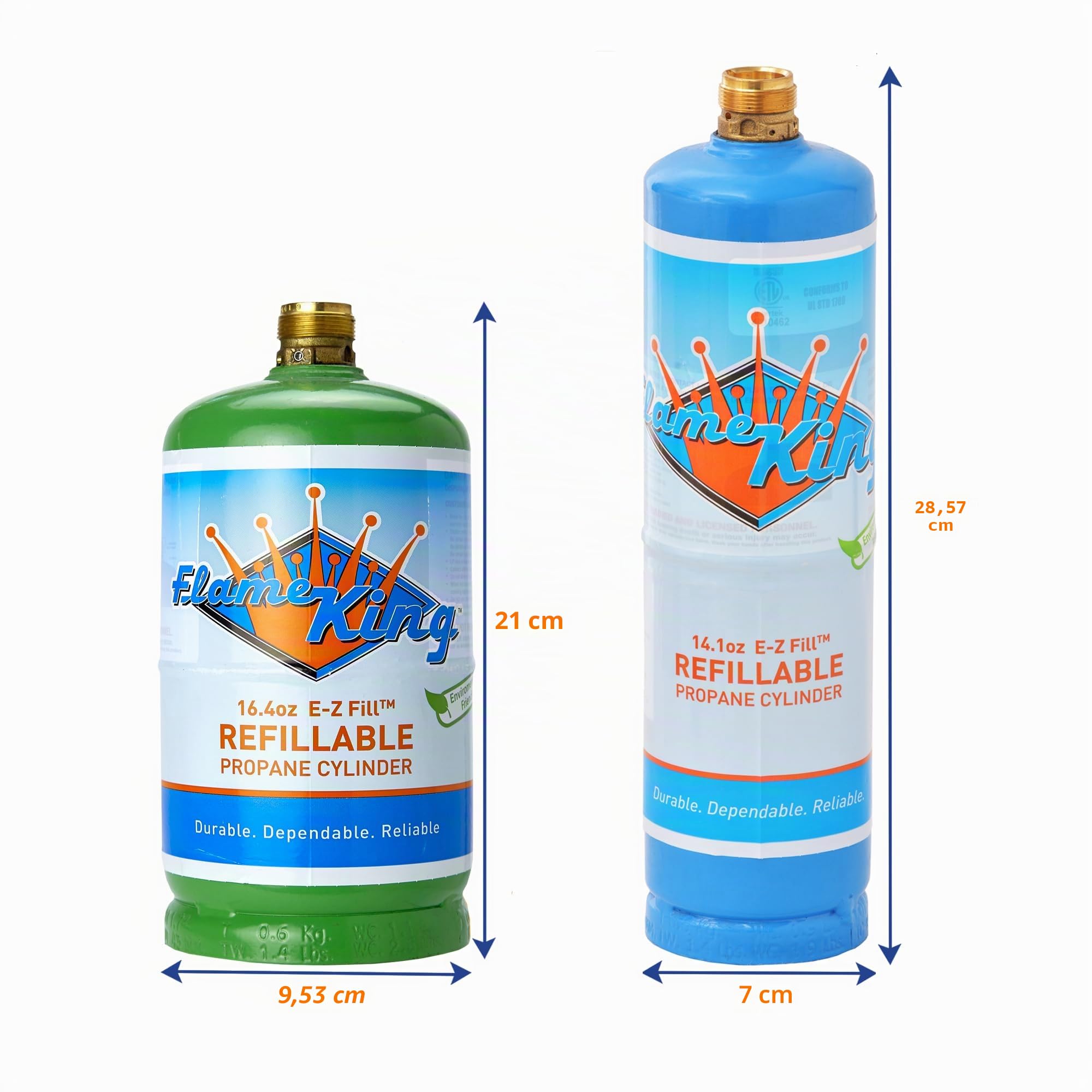 Flame King FLMKNG141LP Leerer Propan-Schweißzylindertank, wiederverwendbar und transportierbar, sichere und legale Nachfülloption, 450 ml, Blau