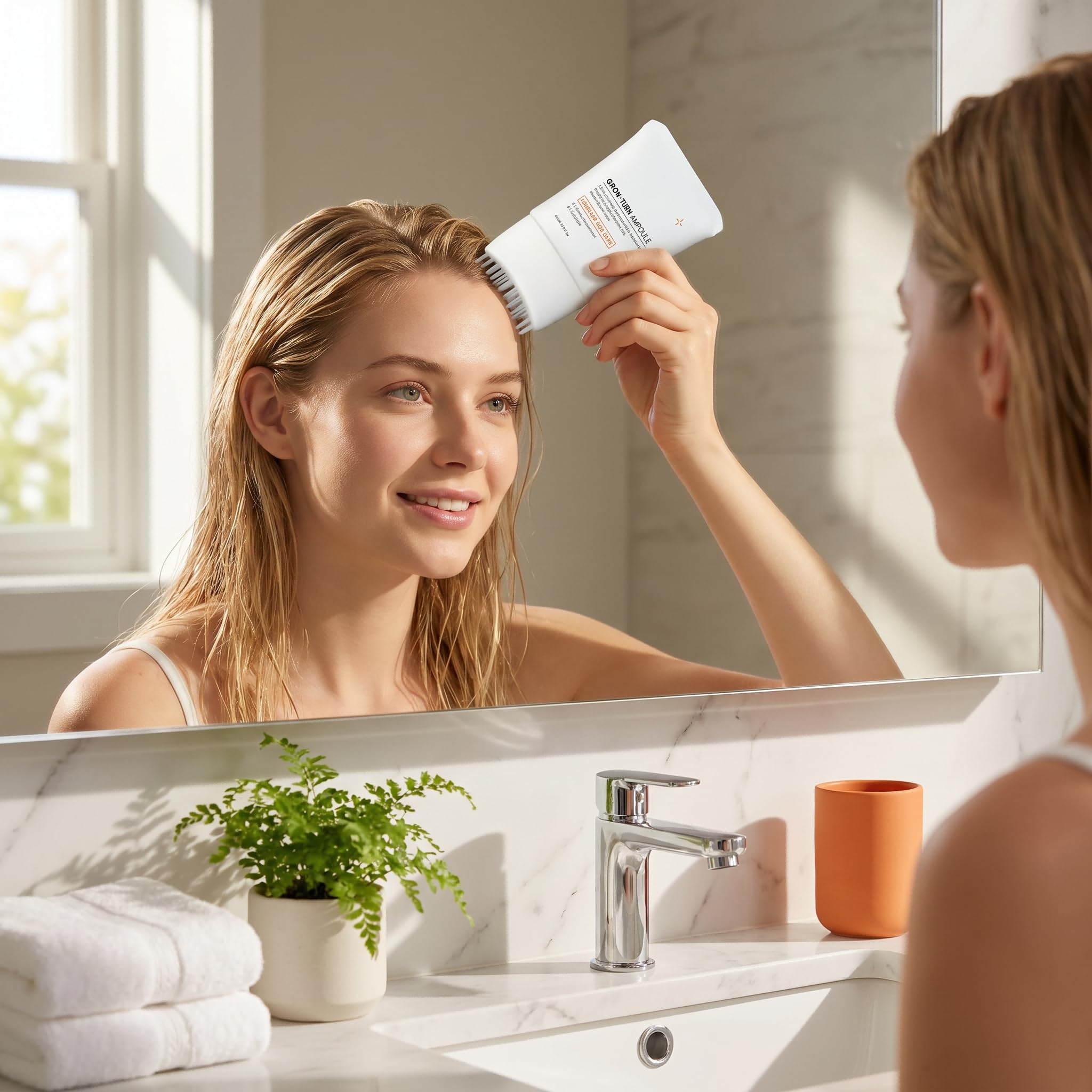 Siero per la crescita dei capelli e cura del cuoio capelluto con spazzola massaggiante integrata – Trattamento leggero, addensante e nutriente per donne e uomini (1PC)
