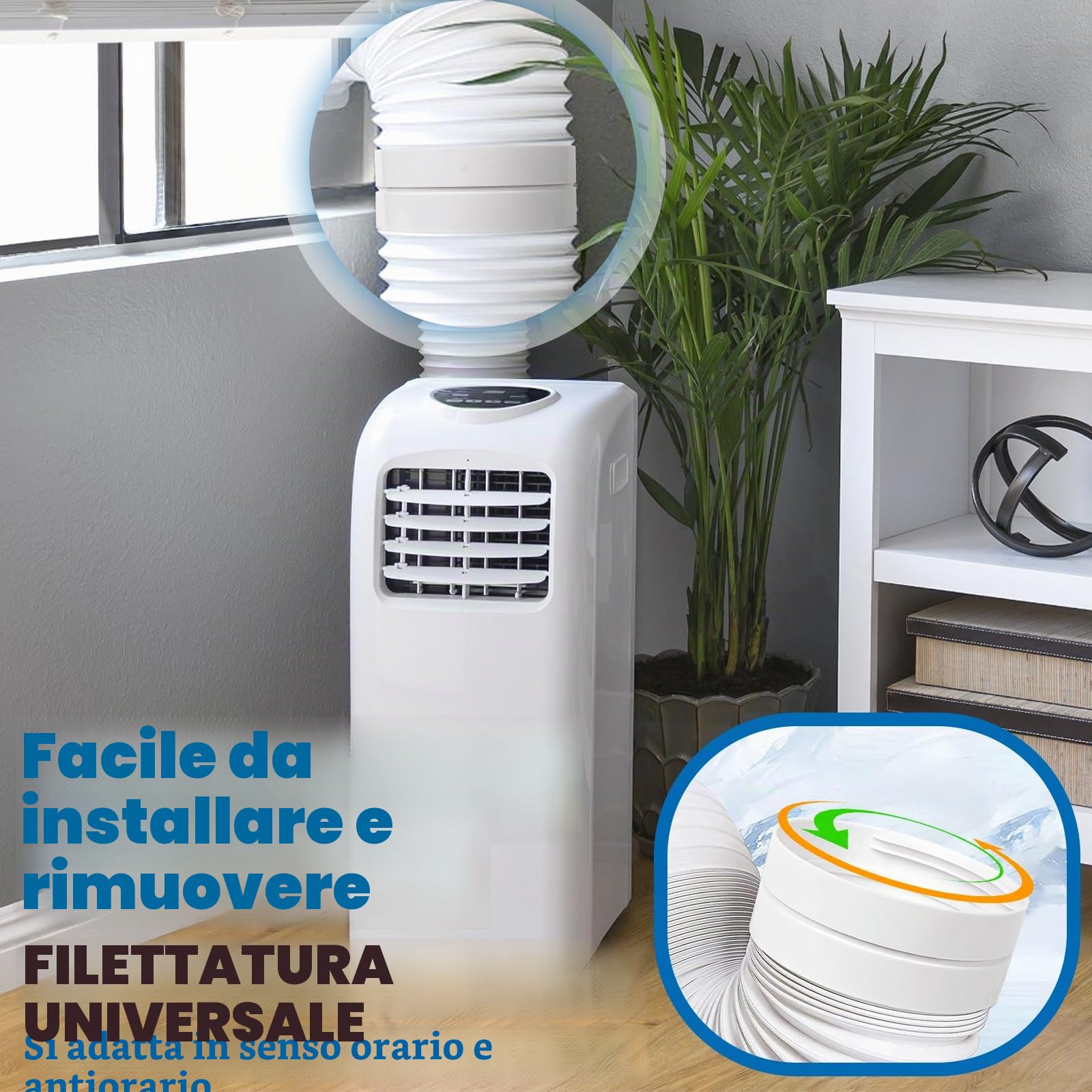 Tubo Condizionatore Portatile, Guarnizione Finestra Condizionatore, adattatore Ø 150 mm, Accoppiatore di prolunga per tubo flessibile condizionatore (150mm)