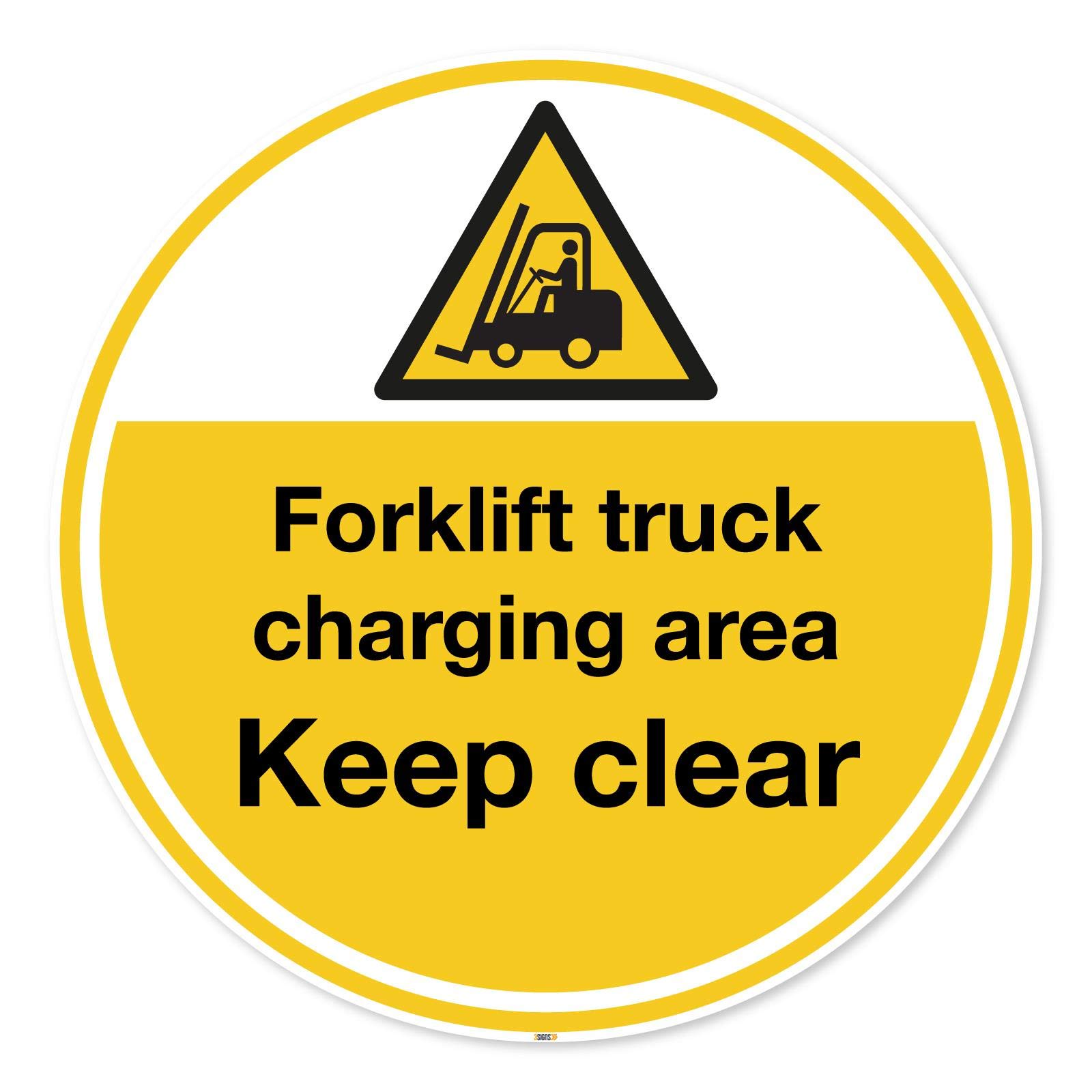 Forklift Charging Area Floor Safety Sign - Anti-Slip Vinyl Sticker - Industrial Hazard Warning for Warehouse, Factory, Loading Bay or Workshop - Durable Self-Adhesive Floor Marker