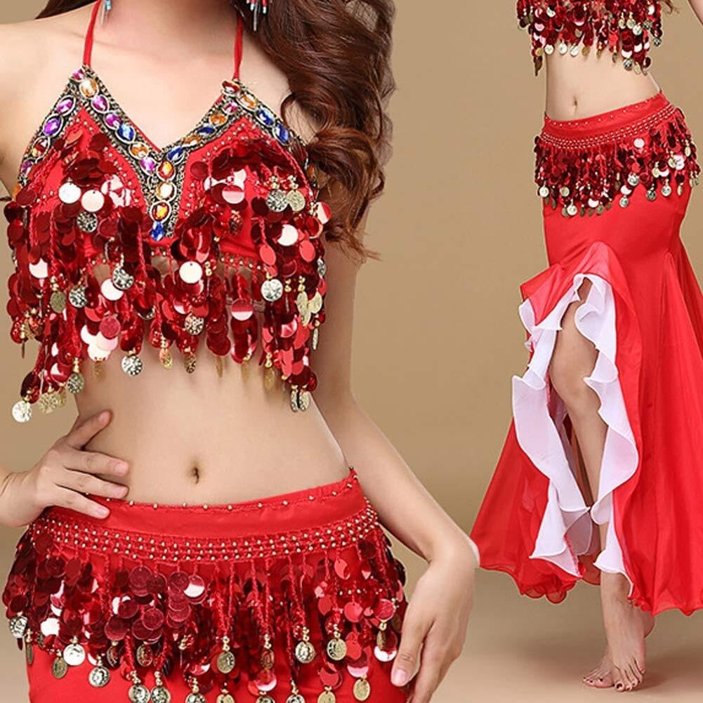Gonna di danza del ventre con paillettes in lega chiffon