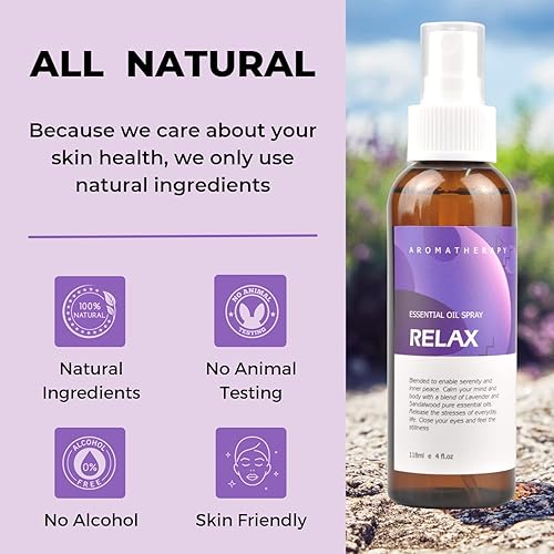 Miniatura 2 de Benatu Mezcla de aceites esenciales de sándalo de lavanda en aerosol para cuerpo y cabello, aroma natural multiusos para aromaterapia, para