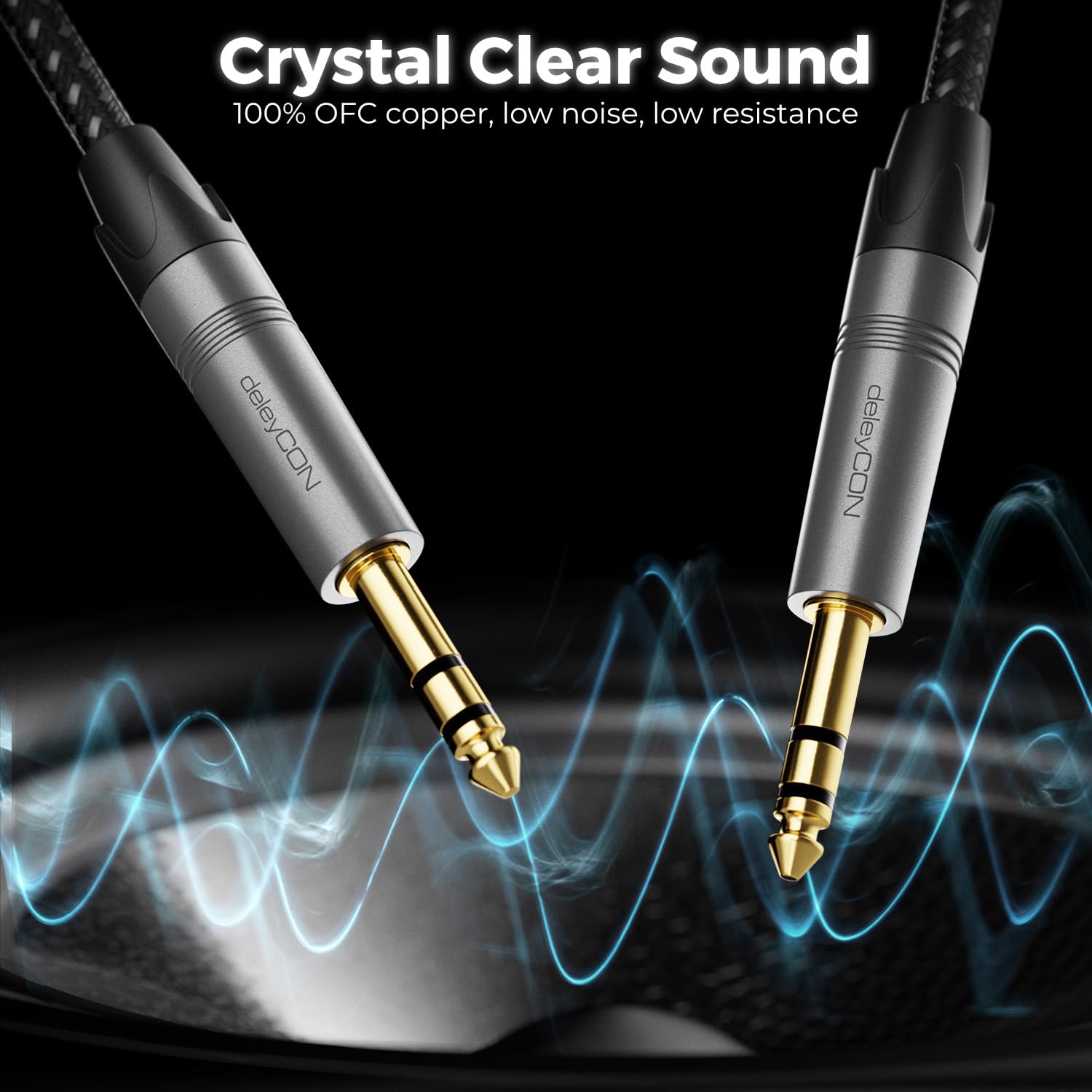 Cavo Jack 5m DeleyCON - 6,35 Mm A 3,5 Mm Stereo Qualità Studio OFC