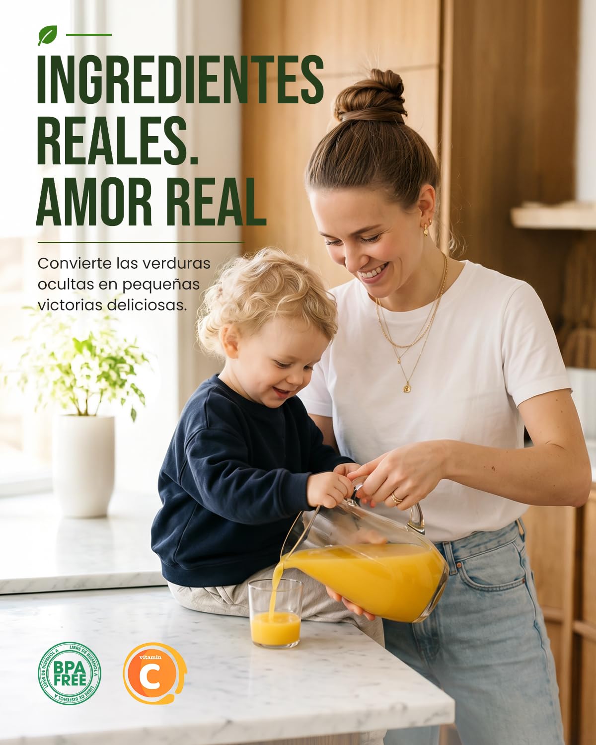 LINKChef Extractor de Zumos Para Frutas y Verduras, Cold Press Juicer 250 W con Boca Ancha de 13 cm, Slow Juicer sin BPA, 1,8 L, Fácil de Limpiar, Recetas Incluidas