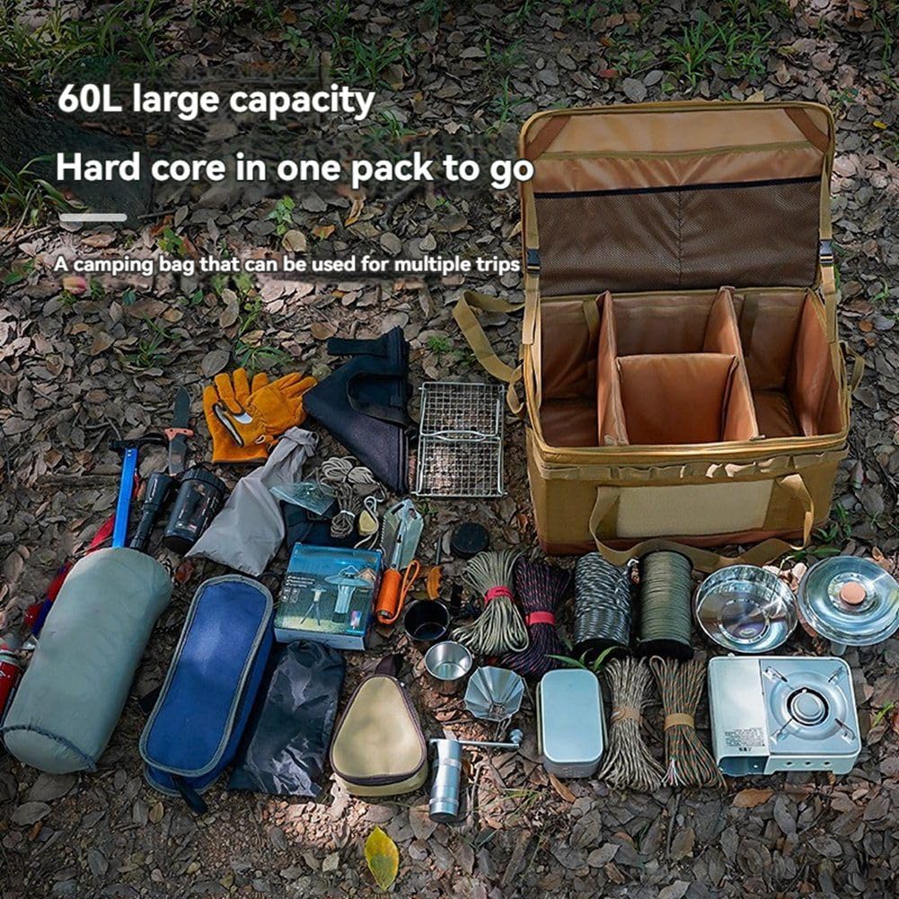 Bolsa de Picnic, Organizador para Acampar Al Aire Libre, Bolsa de Gran Capacidad para Picnic en la Playa, Viajes por Carretera, Actividades Familiares, Color Negro