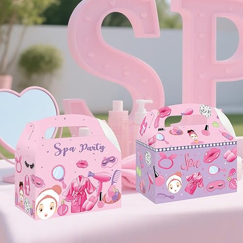 Miniatura 6 de Decoraciones de caja de regalo de spa, 12 piezas, suministros de fiesta de cumpleaños de spa, cajas de regalo temáticas de maquillaje, caja de