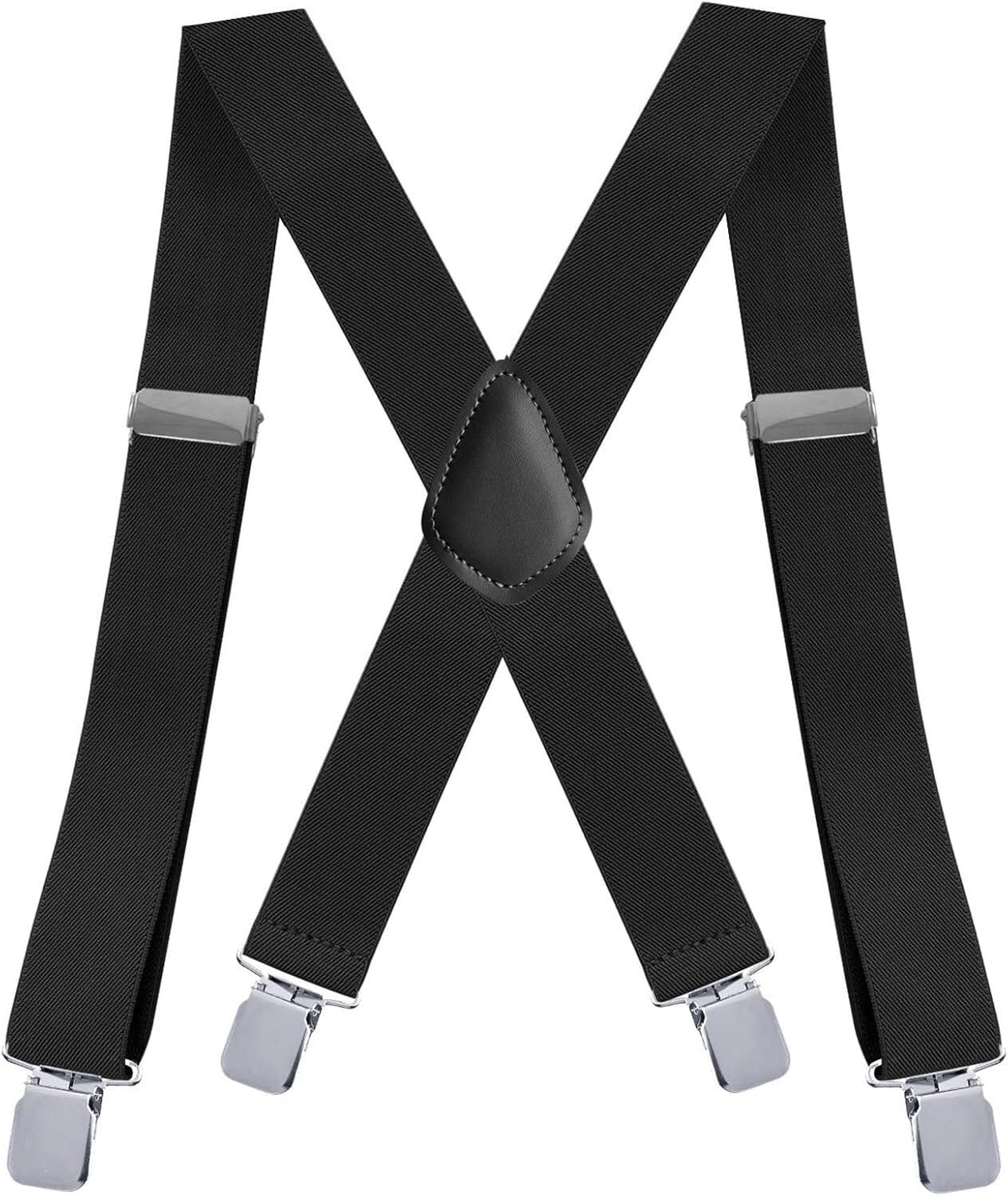 Tirantes, for hombre con hebilla de metal de 4 clips, tirantes ajustables tipo X, diseño elástico
