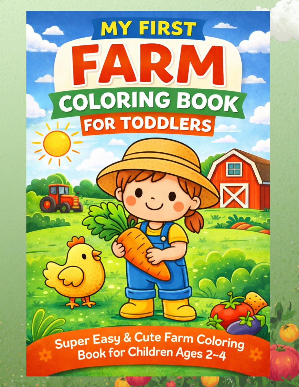 My First Farm Coloring Book for Toddlers: Easy Farm Animals & Farmer Coloring Pages for Kids Ages 2–4 | Big Simple Pictures of Barns, Chickens, Vegetables & Cute Farmers | Perfect First Coloring Book