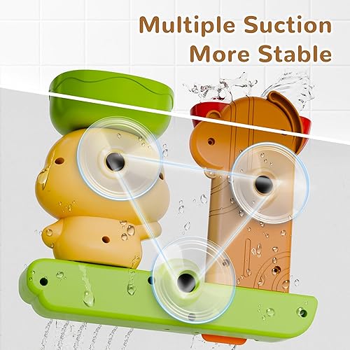 Miniatura 6 de iPlay, iLearn Juguetes de baño para niños pequeños de 1 a 3 años, juguete de bañera de cascada para bebés con ventosa, juego de ducha para niños,