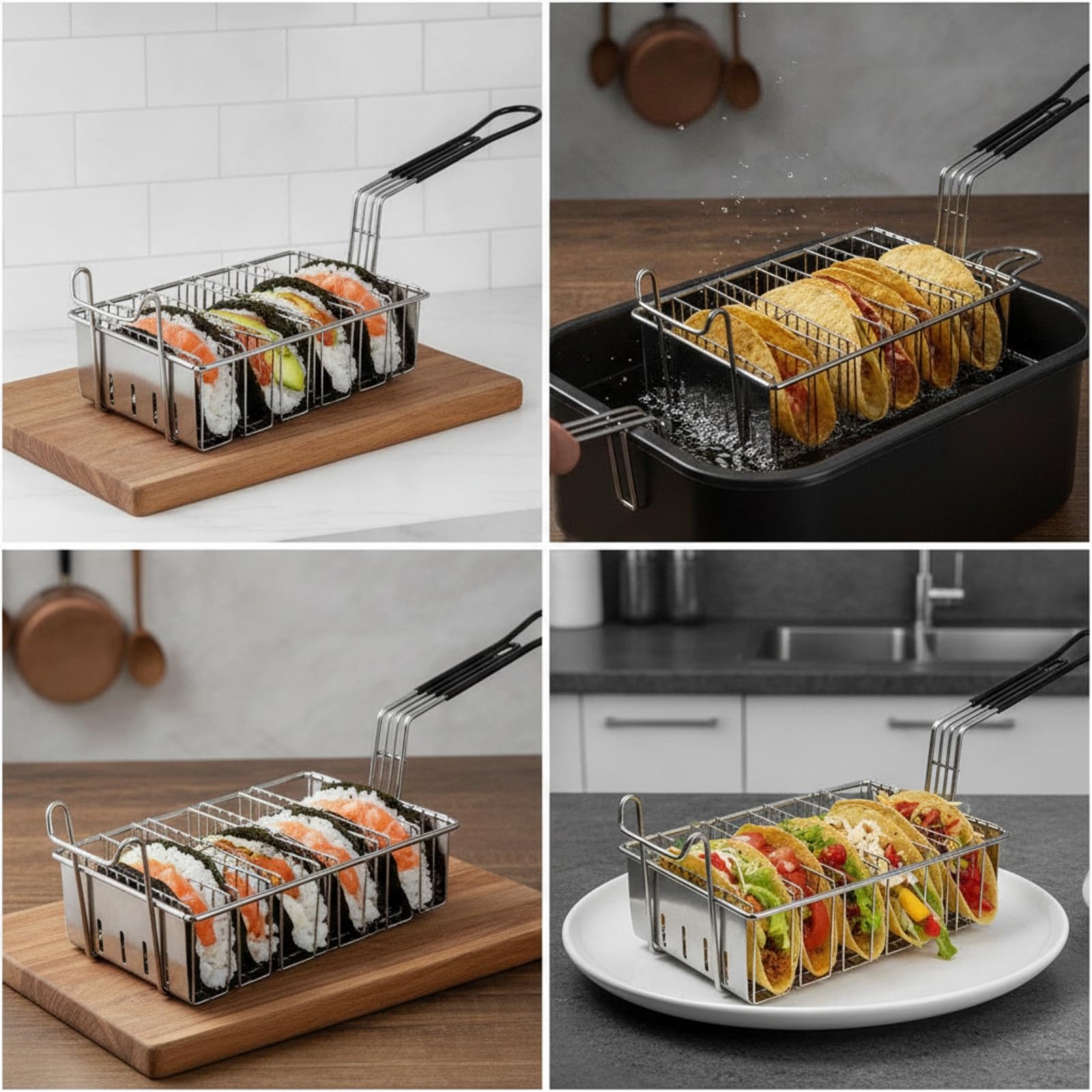 Gralara Cesta Freidora con Mango smontable Acero Inoxidable Profesional para Cocina