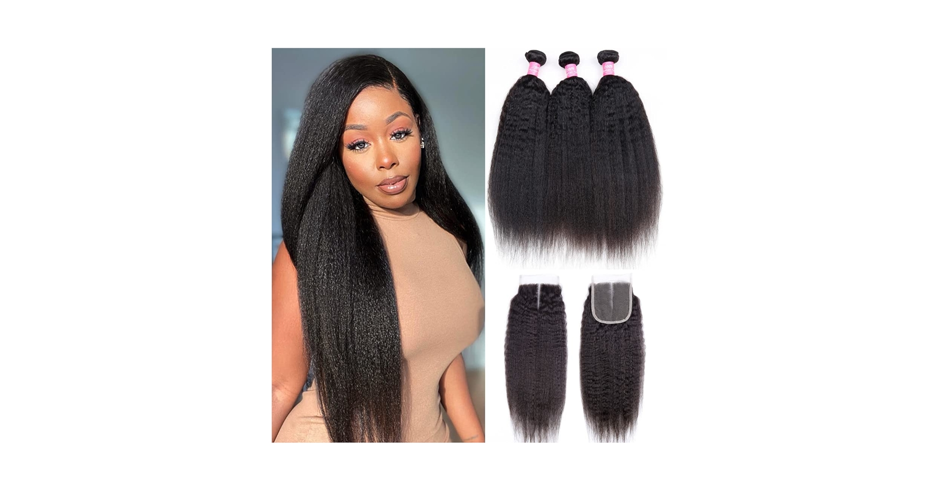 Amazon.com : Odir Kinky Straight Bundles with Closure Brazilian