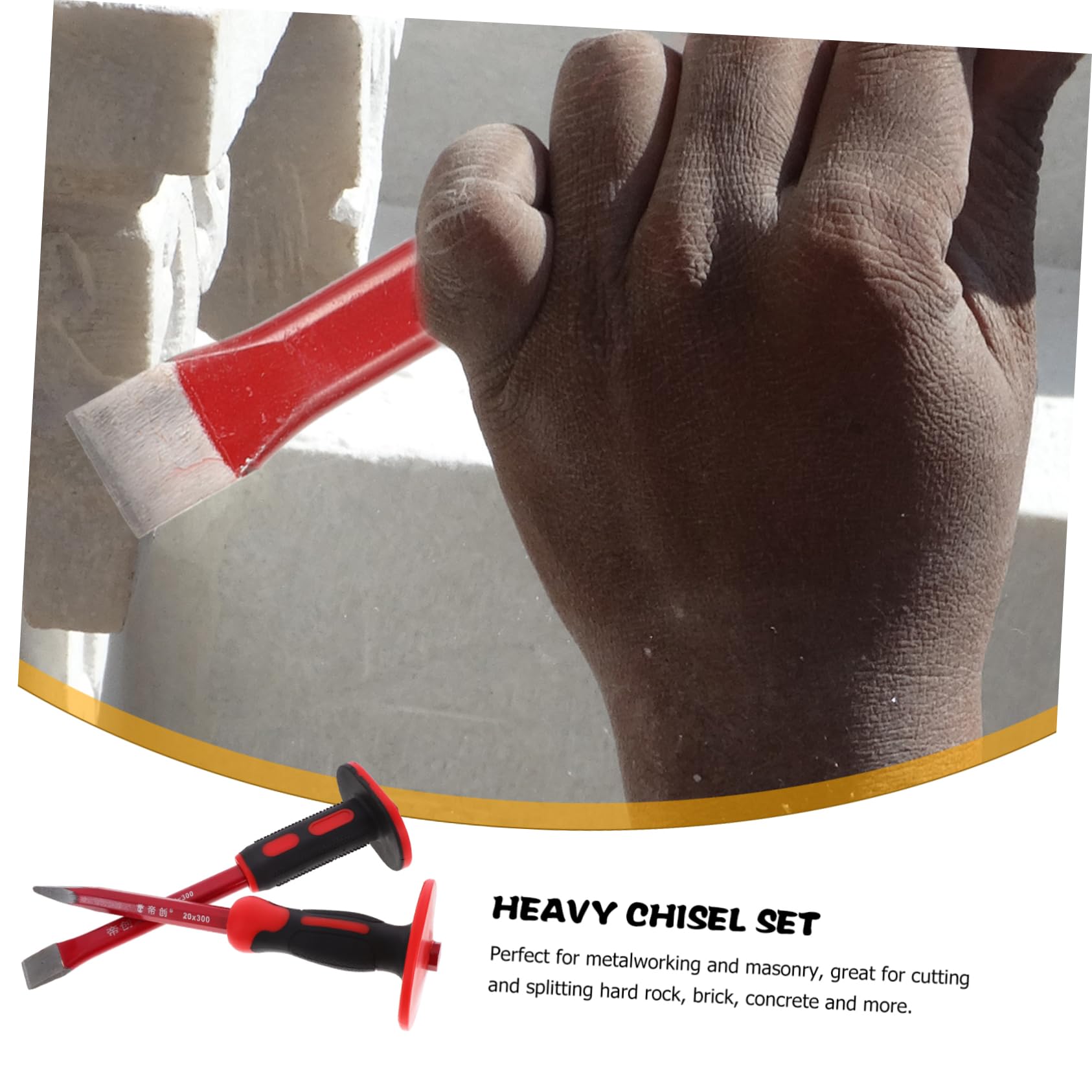 OSOLADY Long Concrete Chisel 12 Masonry Chisel Set Flat Pointed Head for Cement Carving