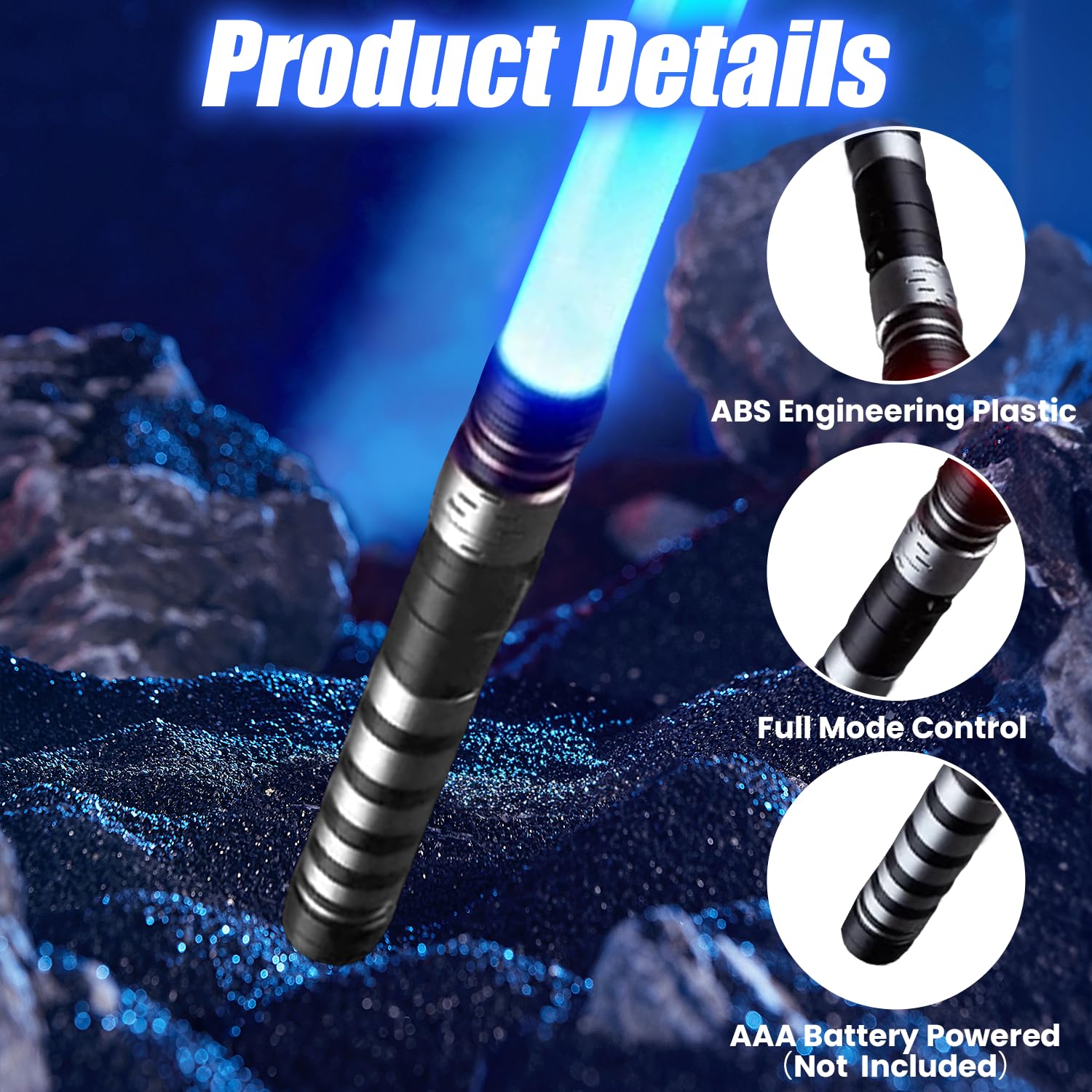 2Pcs Light Up Saber, Light Sabers for Kids with 7 Colors Blasting Flash, Telescopic Lightsaber Star Wars - Image 3