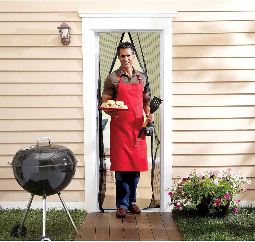 Trademark Home 82-18PM Heavy Duty Mesh Curtain Magnetic Screen Door, Black - - 