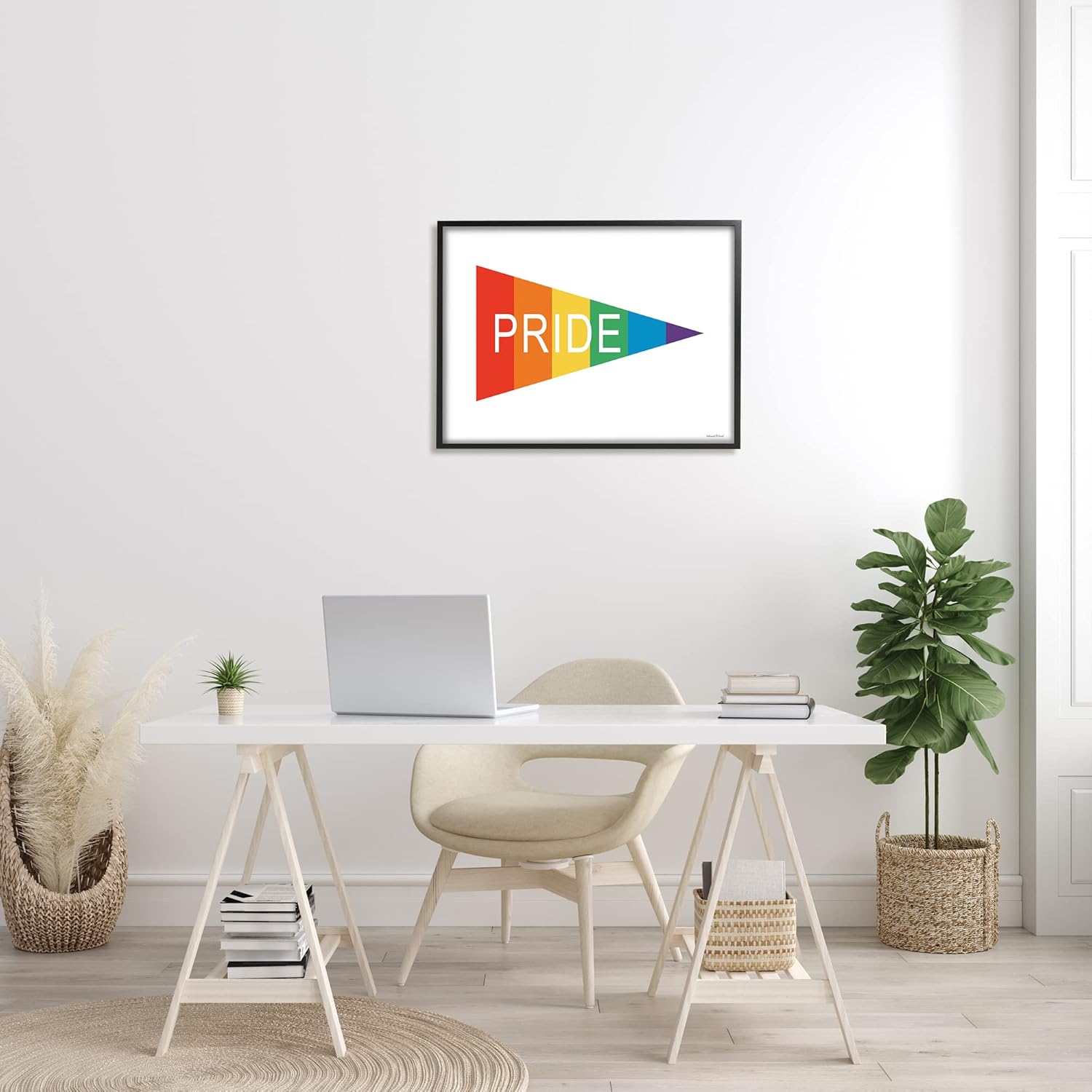 Stupell Industries Pride Phrase Rainbow Stripe Triangular Pennant Flag Shape