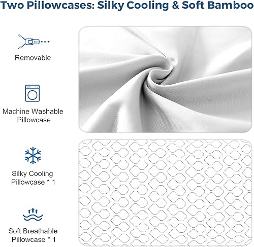 Miniatura 6 de Rainmr Juego de 2 almohadas de espuma viscoelástica tamaño Queen  Almohadas de cama ajustables para personas que duermen boca atrás lateral  con