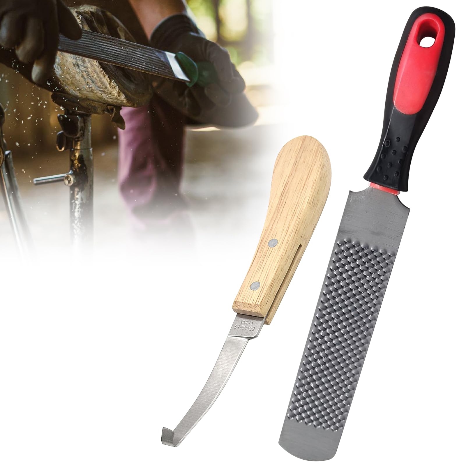 Bordeag Râpe À Sabot De Cheval 8 Pouces Lime En Fer À Cheval, Lime De Fer À Cheval Lime À Sabot De Cheval Lime À Fer À Cheval Double Face Cheval Sabot Râpe En Acier Au Carbone Pour Chevaux