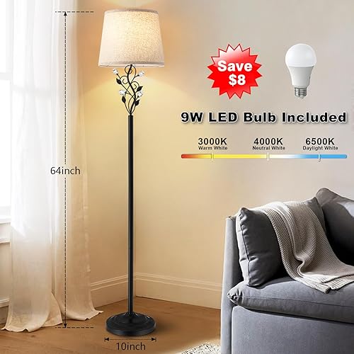 Miniatura 3 de Sheeta - Lámparas de pie de 65 pulgadas para sala de estar con bombilla LED de 3 temperaturas de color, lámpara de pie alta de granja con diseño de