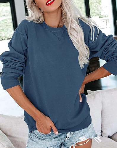 Miniatura 7 de Bingerlily - Sudadera casual sin botones de manga larga para mujer, con cuello redondo