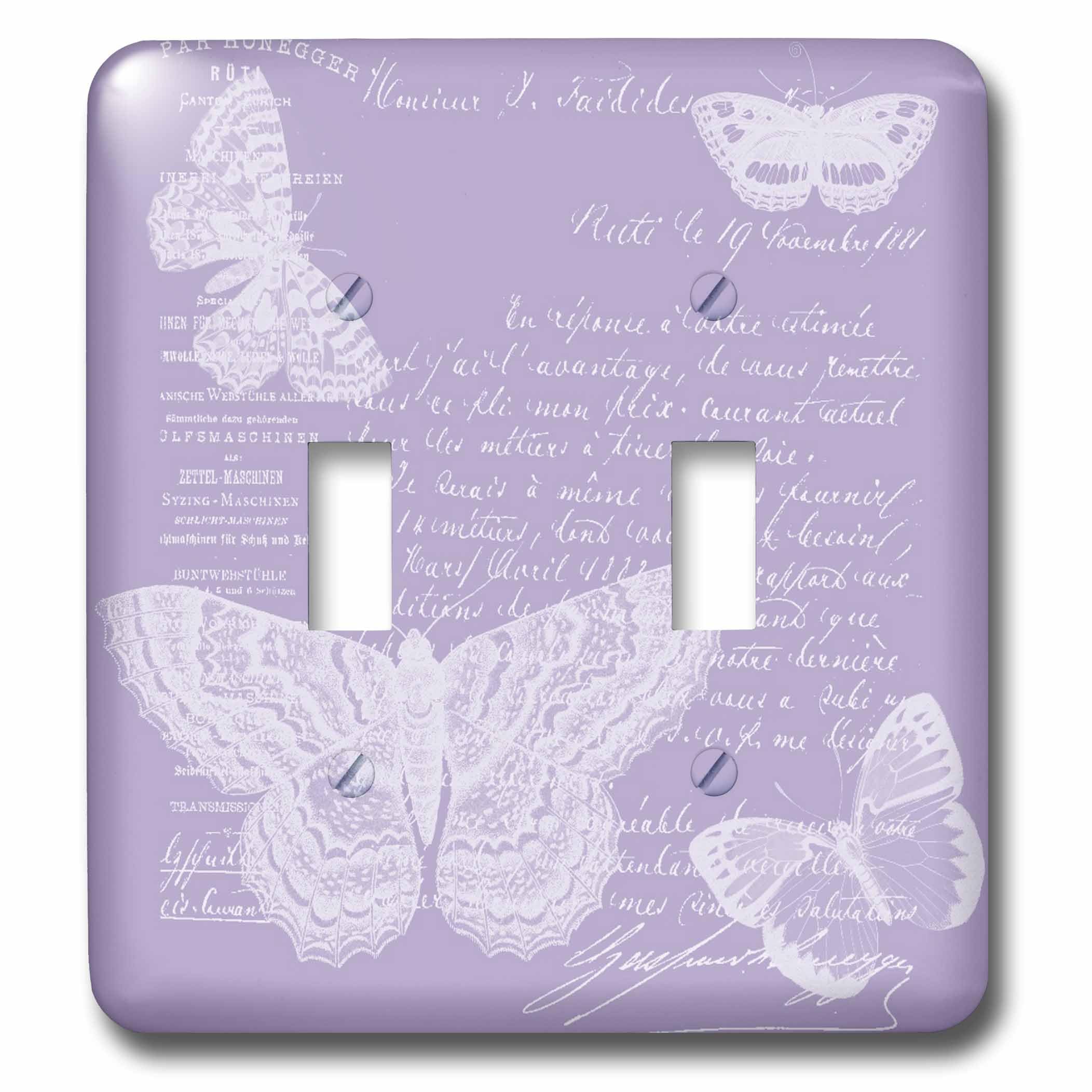 Interruptor doble de mariposas lila para decorar dormitorios de estilo provenzal