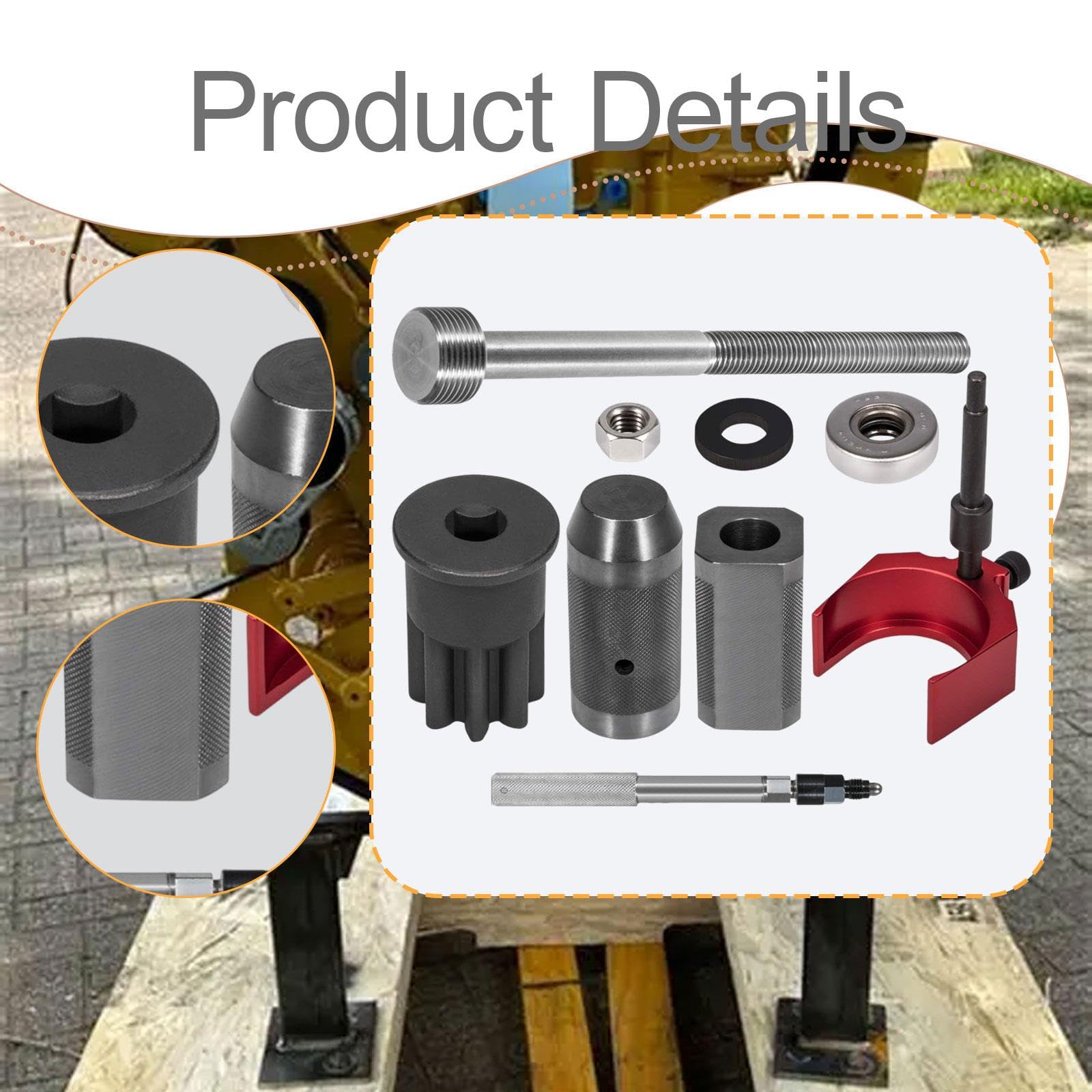 Set di 9 attrezzi per la rimozione della tazza dell'iniettore e l'installazione, per riparazione motori diesel Caterpillar 3406E, C-15, C-16