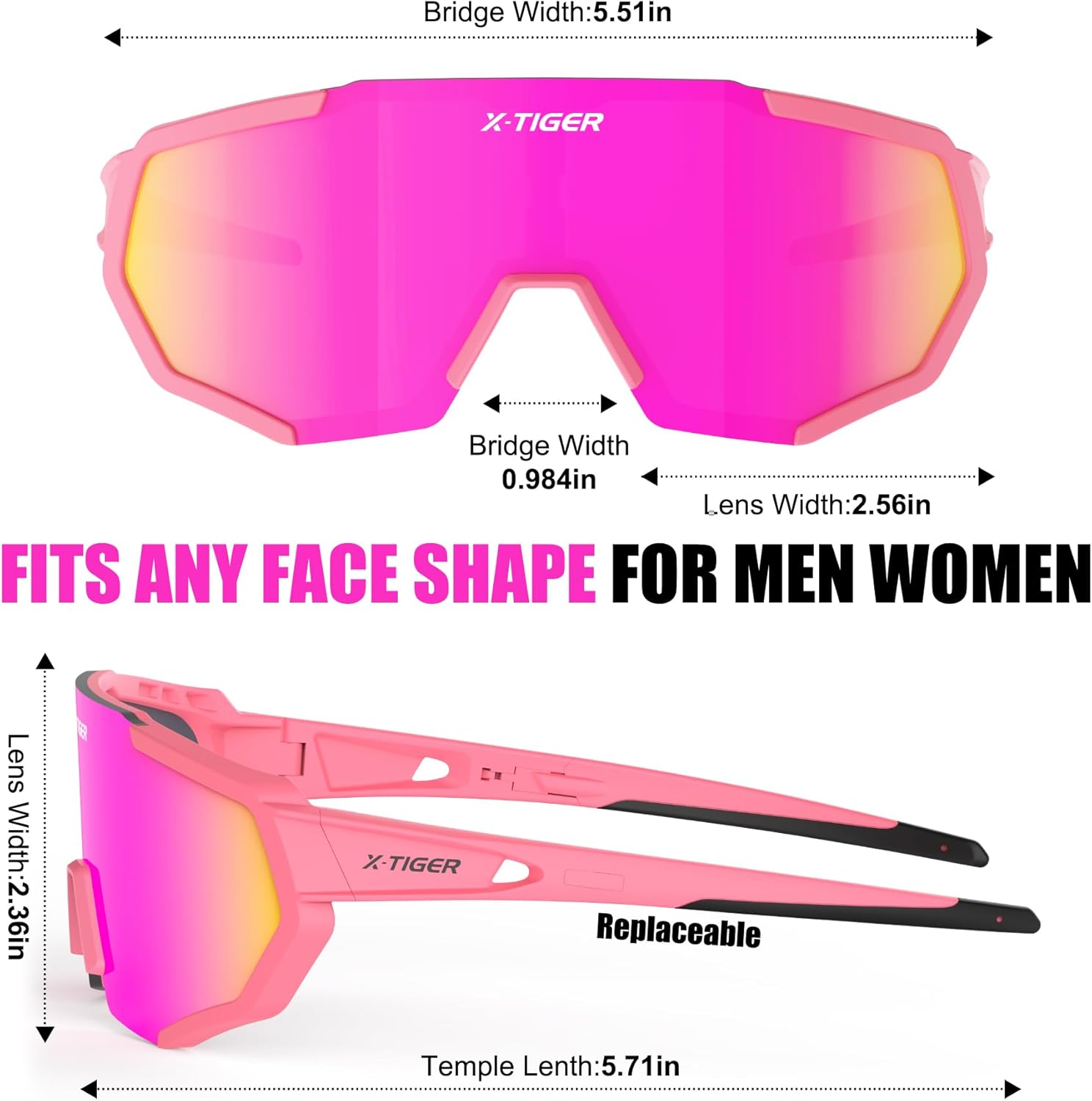 X-TIGER Polarized Sports Sunglasses with 5 Interchangeable Lenses,Mens Womens Cycling Bike Glasses,Baseball Running Fishing - Image 8