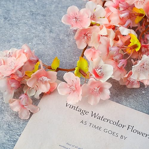 Miniatura 7 de Sggvecsy Ramas de flores de cerezo, flores artificiales de ciruelo, ramas de 39 pulgadas, tallos de árbol para decoración del hogar, boda, fiesta (3