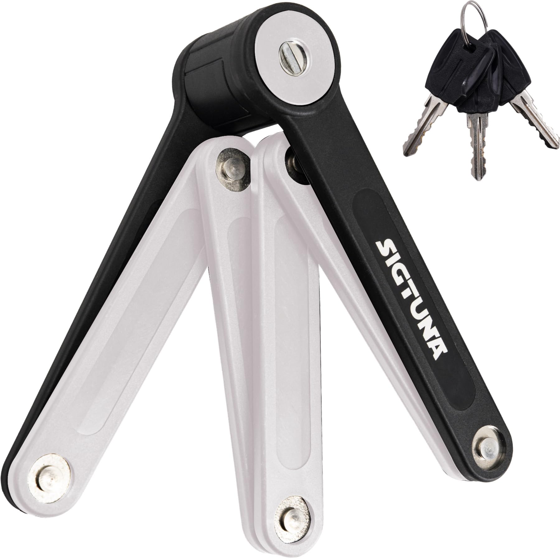 SIGTUNA Glacier Gray Folding Bike Lock - Heavy Duty Steel 8mm, Anti-Theft, Secure Key Lock, Waterproof, Portable